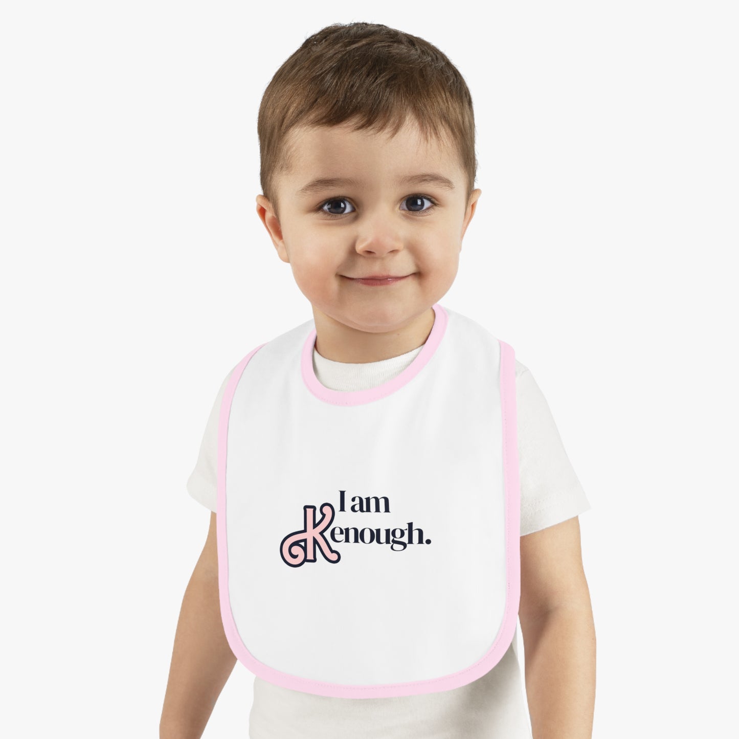 I am Kenough Baby Contrast Trim Jersey Bib