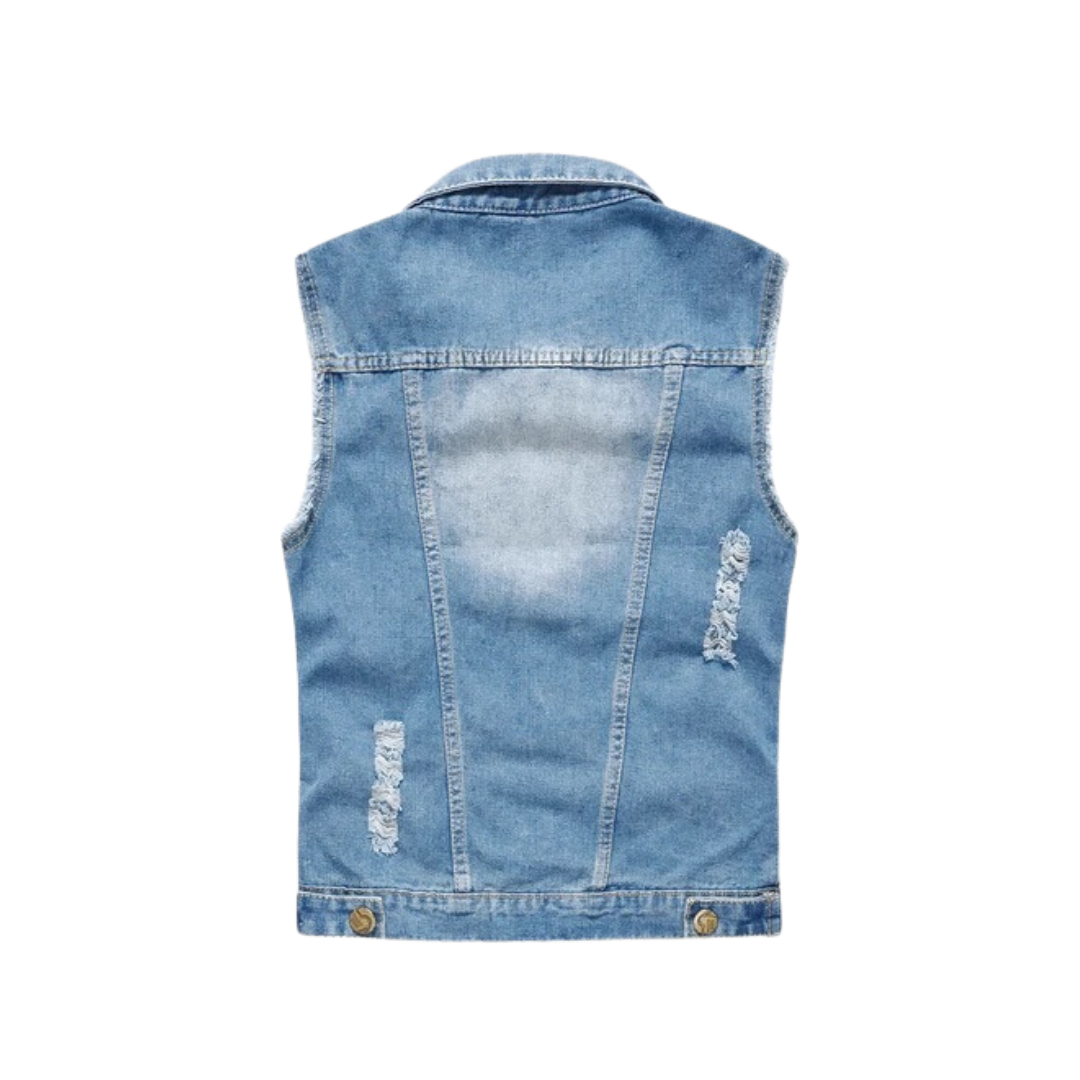 Cut off top denim jacket mens